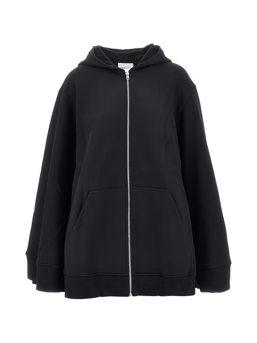 7 FOR ALL MANKIND Felpa oversize con cappuccio nera in cotone