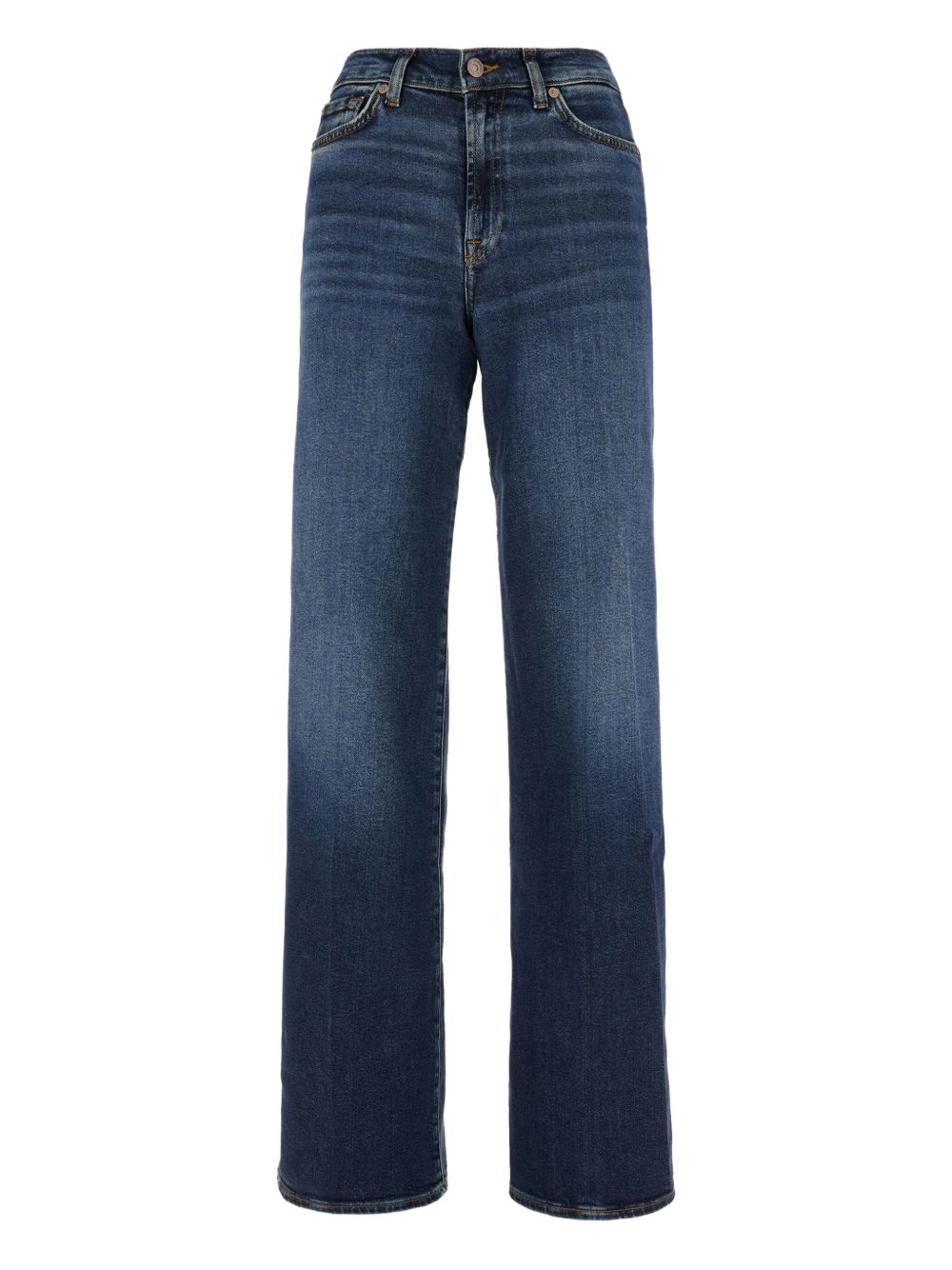 7 FOR ALL MANKIND Jeans blu a gamba dritta con effetto wash