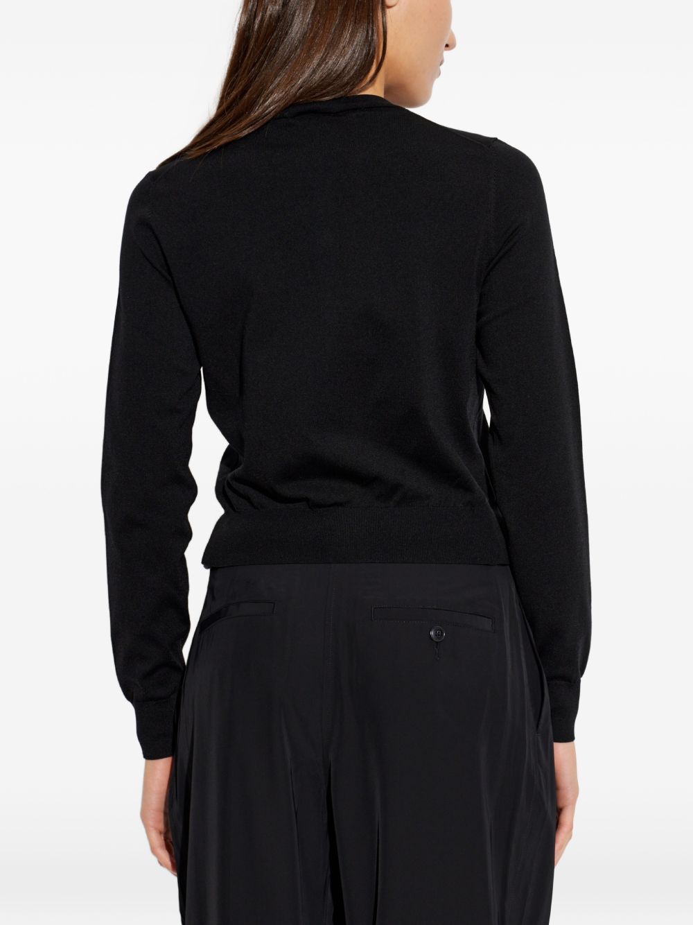 ALEXANDER WANG Cardigan nero slim con dettaglio strass sul logo