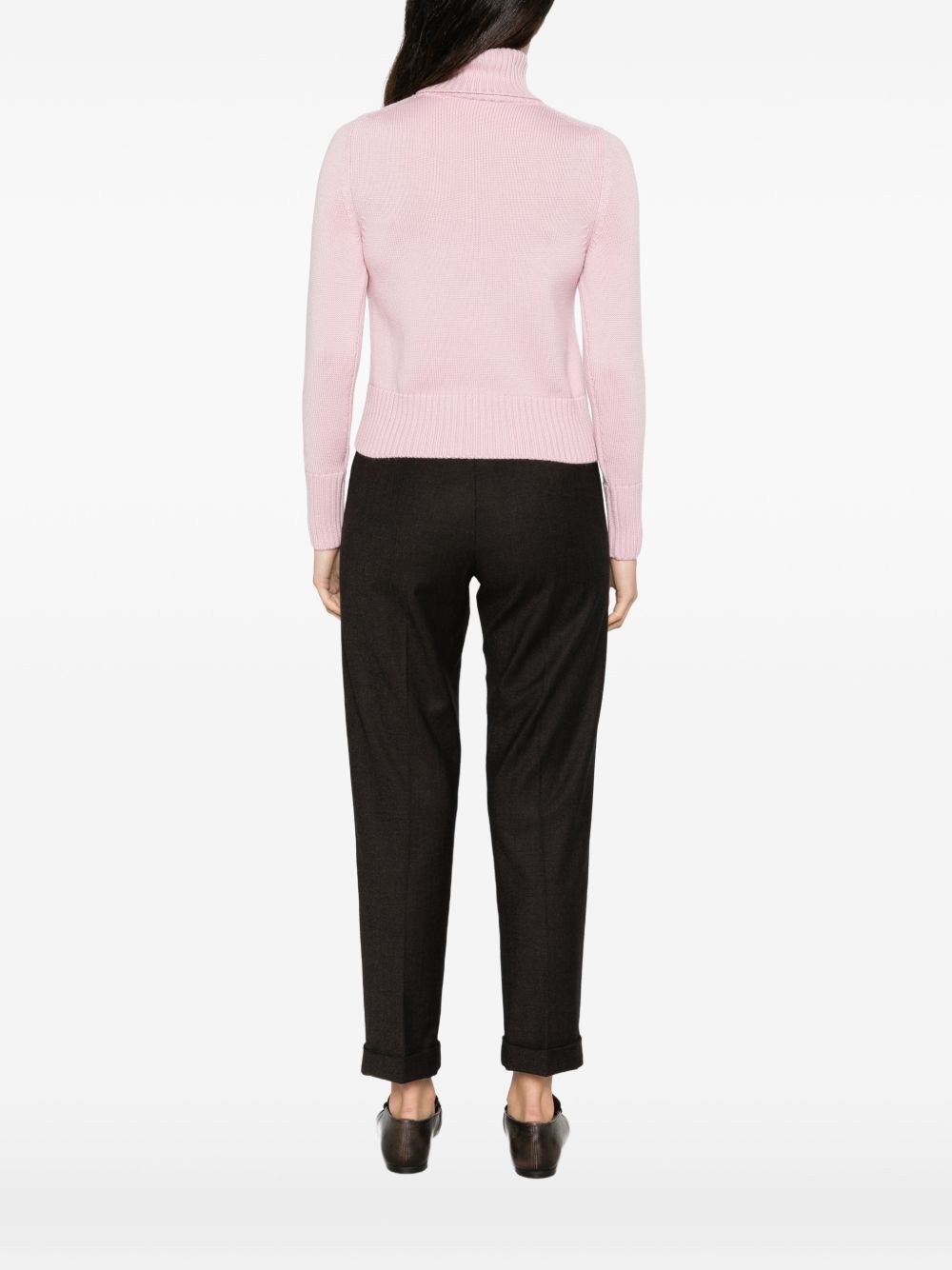 ALPHA STUDIO Maglia a collo alto in lana rosa