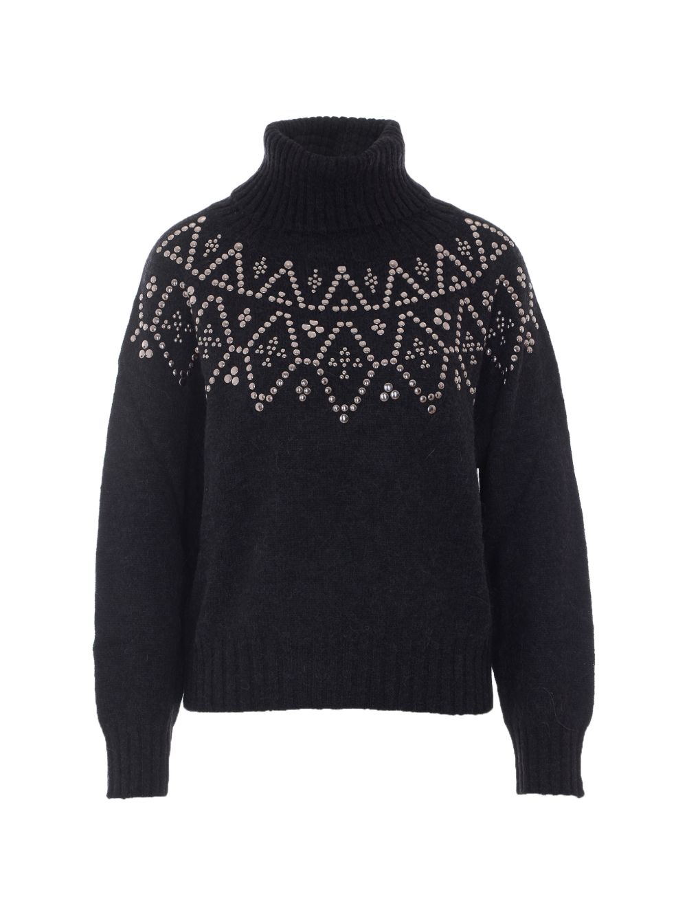 ALPHA STUDIO Maglia a collo alto con design geometrico e borchiette
