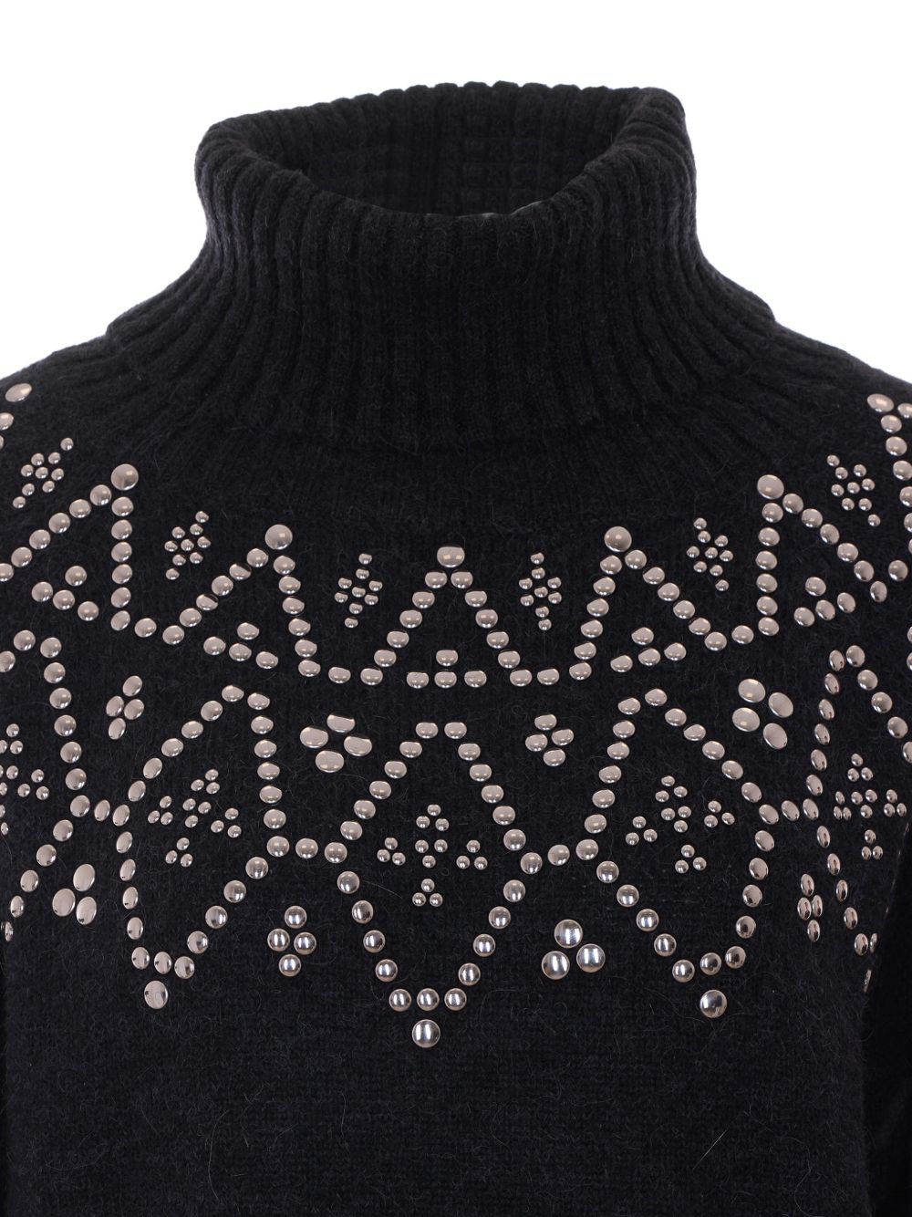 ALPHA STUDIO Maglia a collo alto con design geometrico e borchiette