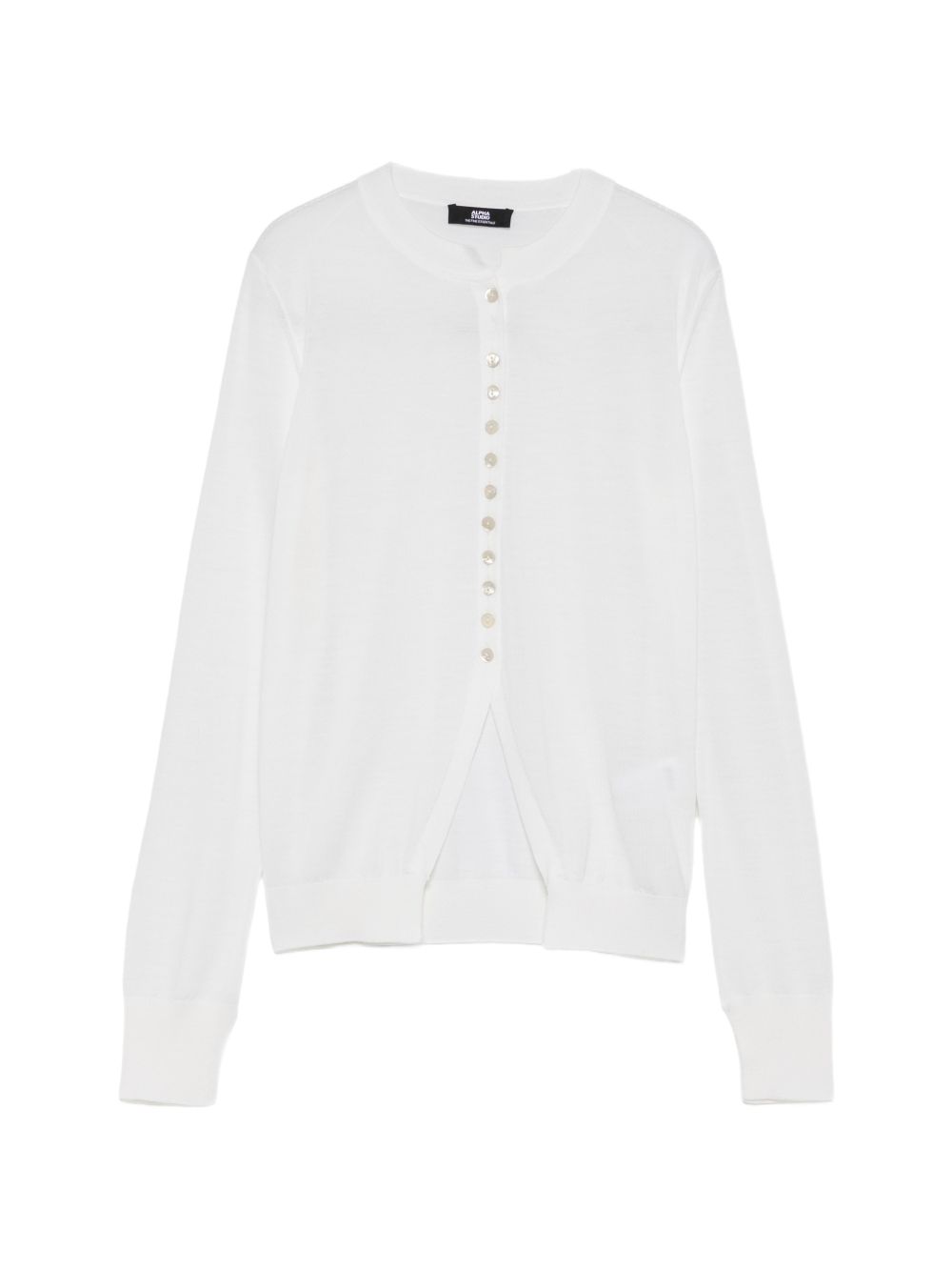 ALPHA STUDIO Cardigan in lana girocollo bianco