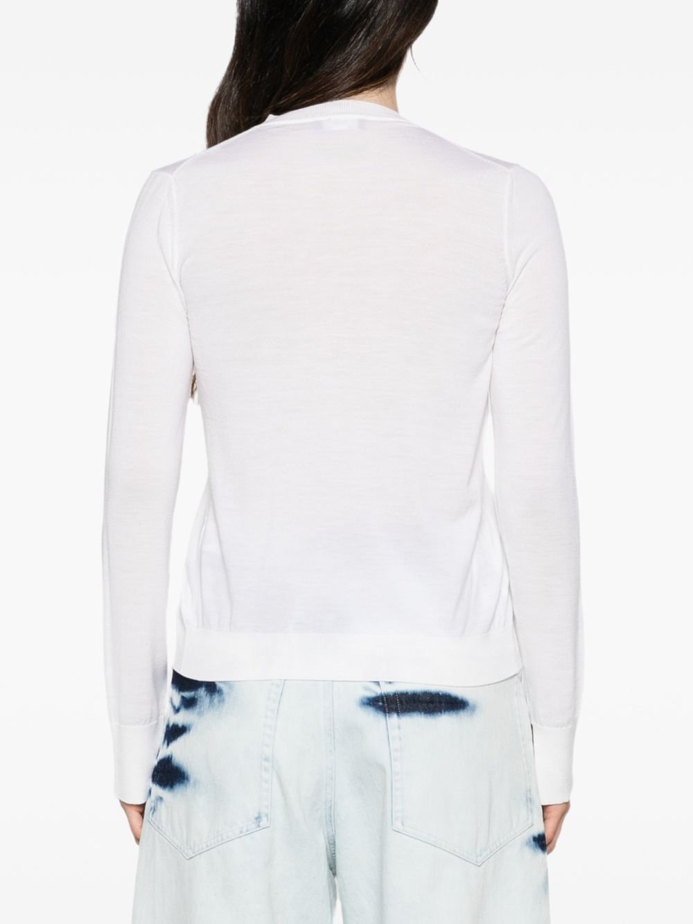 ALPHA STUDIO Cardigan in lana girocollo bianco