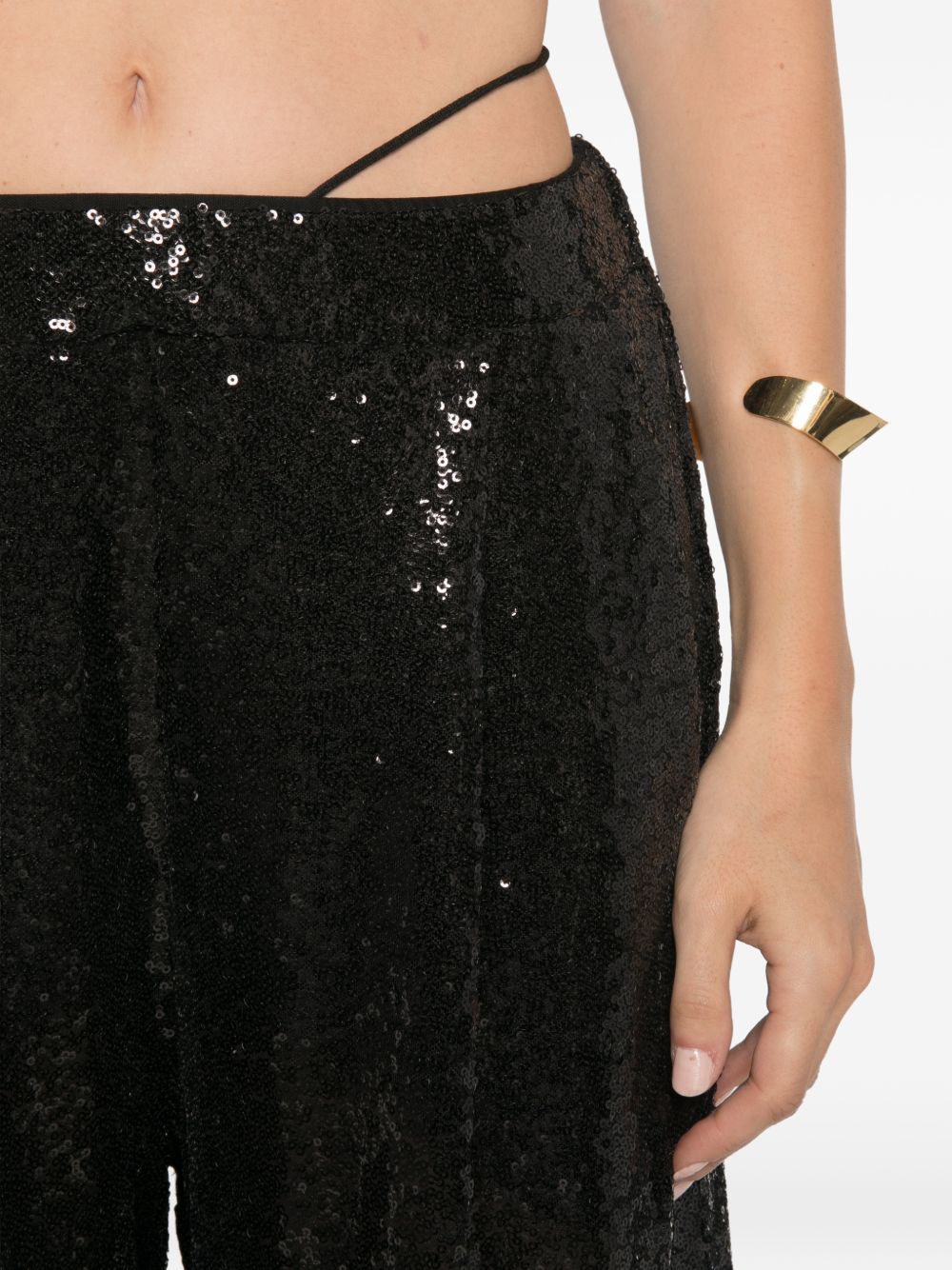 AMAZUIN Pantaloni Neri con Paillettes