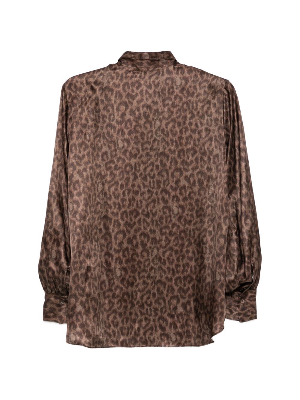 ANTONELLI Camicia marrone con stampa animalier e maniche a sbuffo