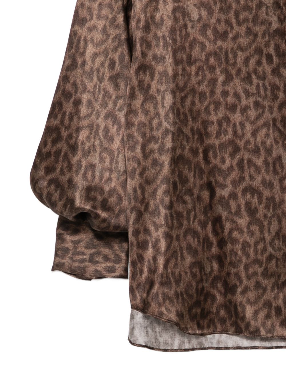 ANTONELLI Camicia marrone con stampa animalier e maniche a sbuffo