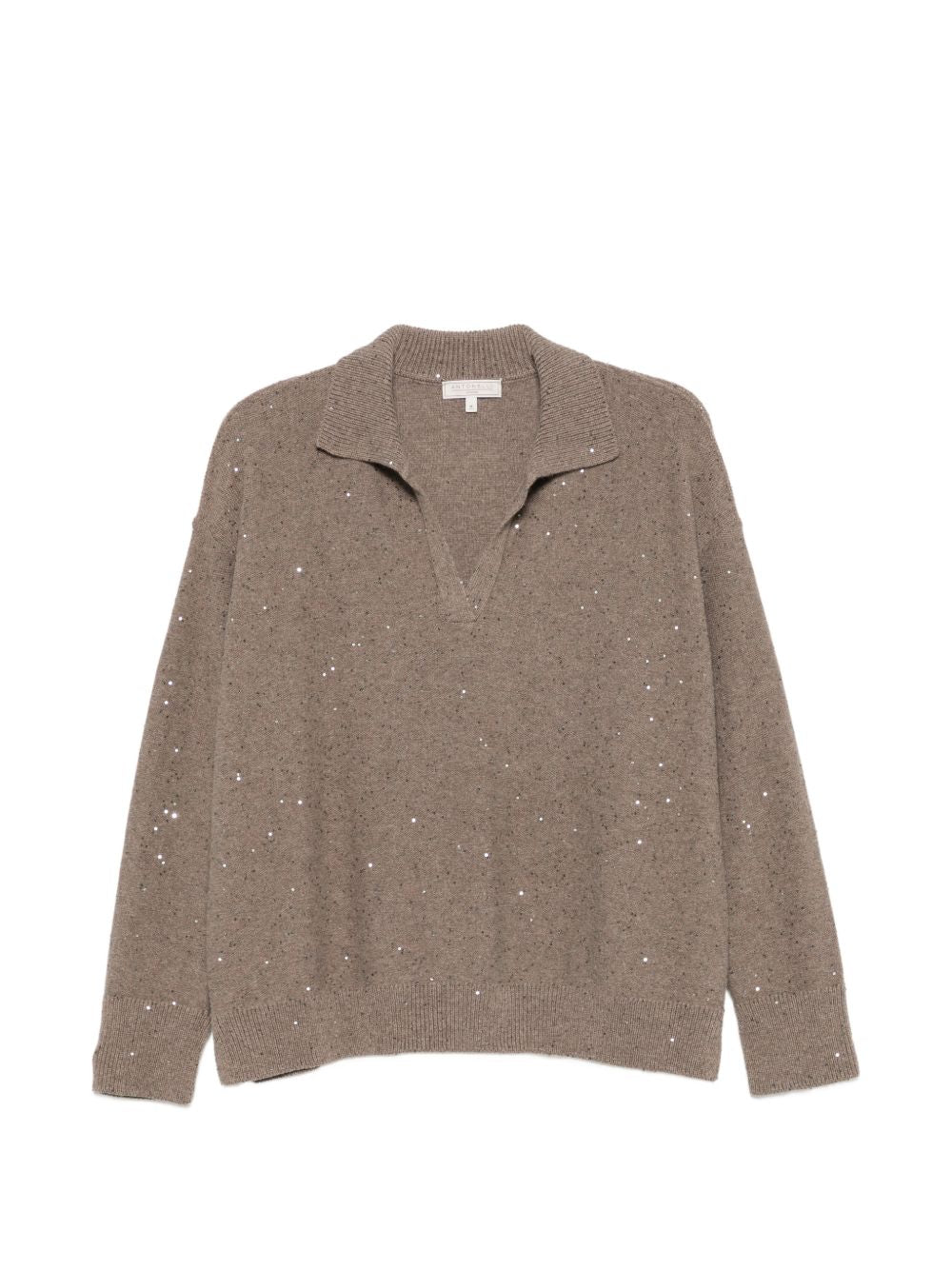 ANTONELLI Maglia color sabbia con strass