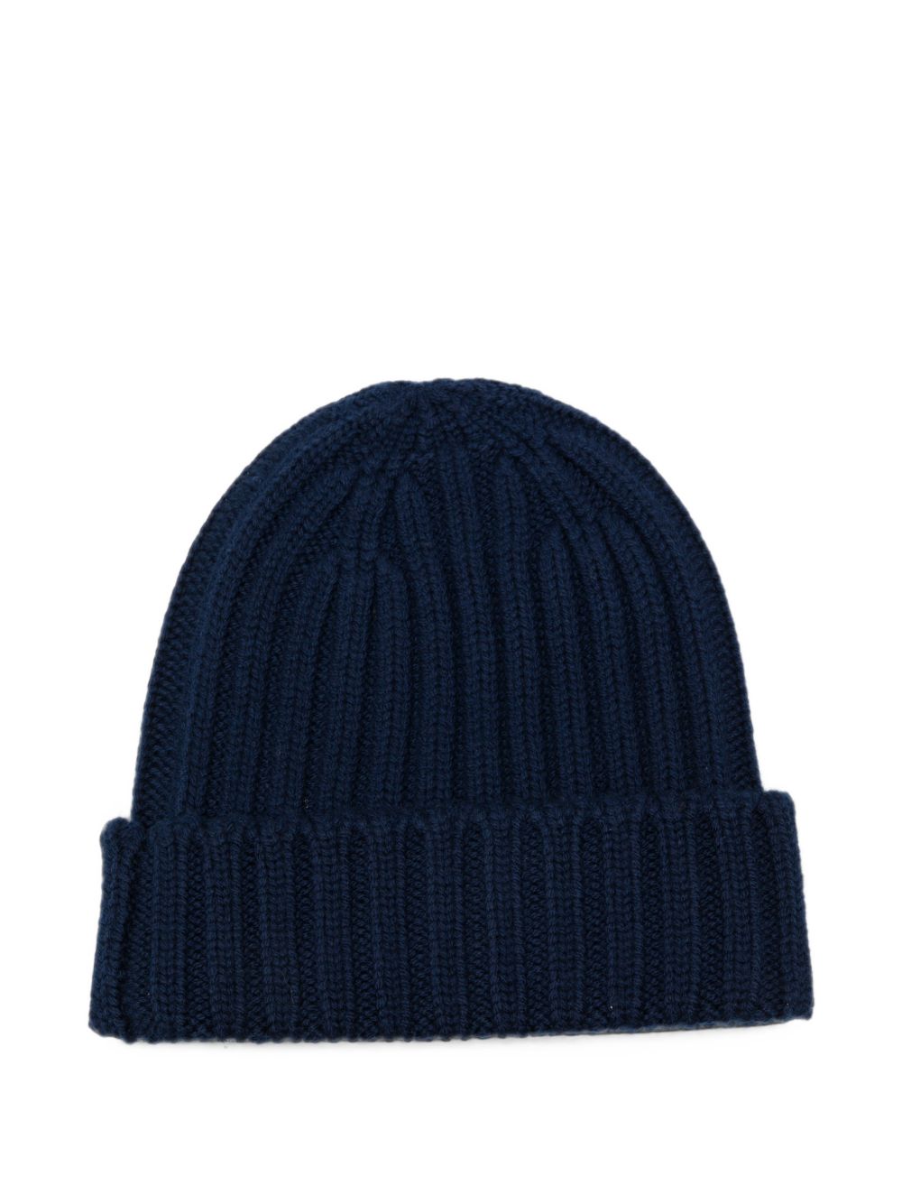 ASPESI Cappello in lana blu a coste con risvolto