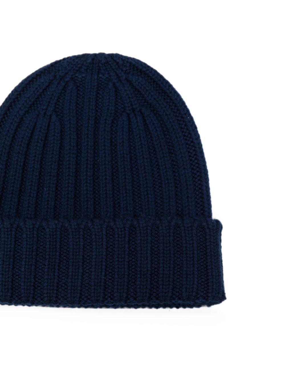 ASPESI Cappello in lana blu a coste con risvolto