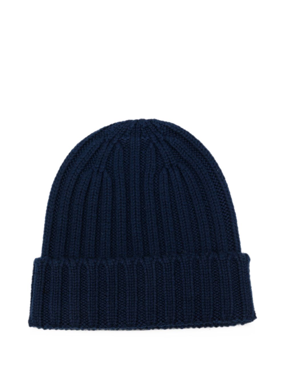 ASPESI Cappello in lana blu a coste con risvolto