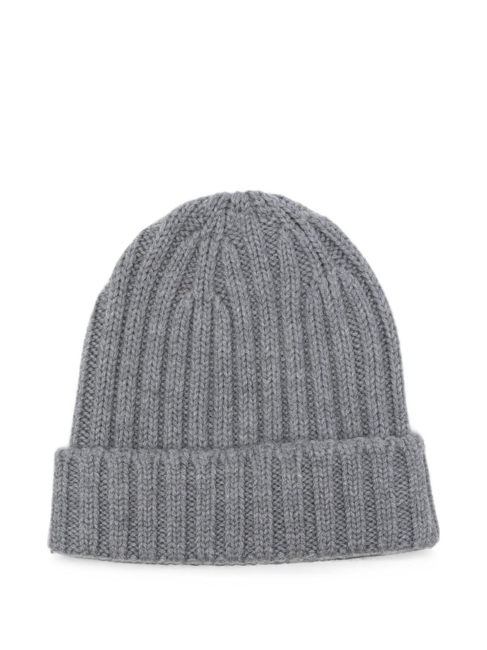 ASPESI Cappello in lana grigia a coste con risvolto