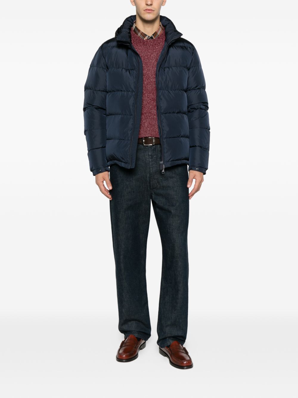 ASPESI Piumino imbottito blu navy in nylon