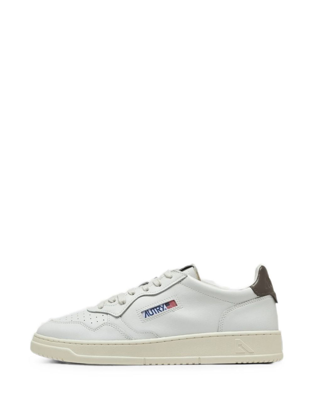 AUTRY Sneakers Medalist in pelle bianca con dettaglio marrone