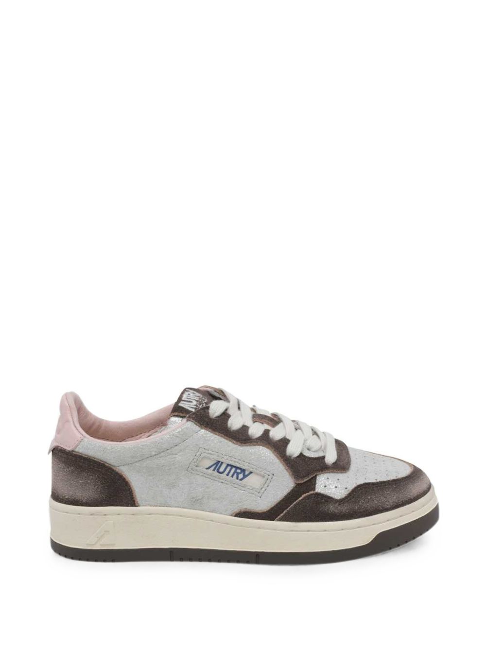AUTRY Sneakers Medalist argento e marrone effetto vintage