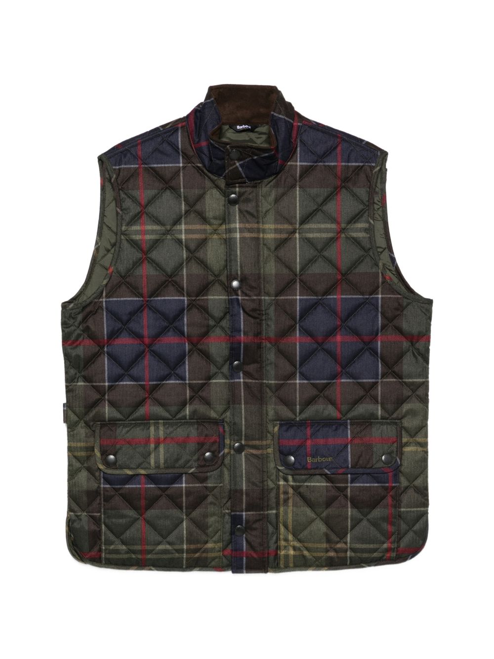 BARBOUR Gilet Lowerdale Icons Tartan verde trapuntato