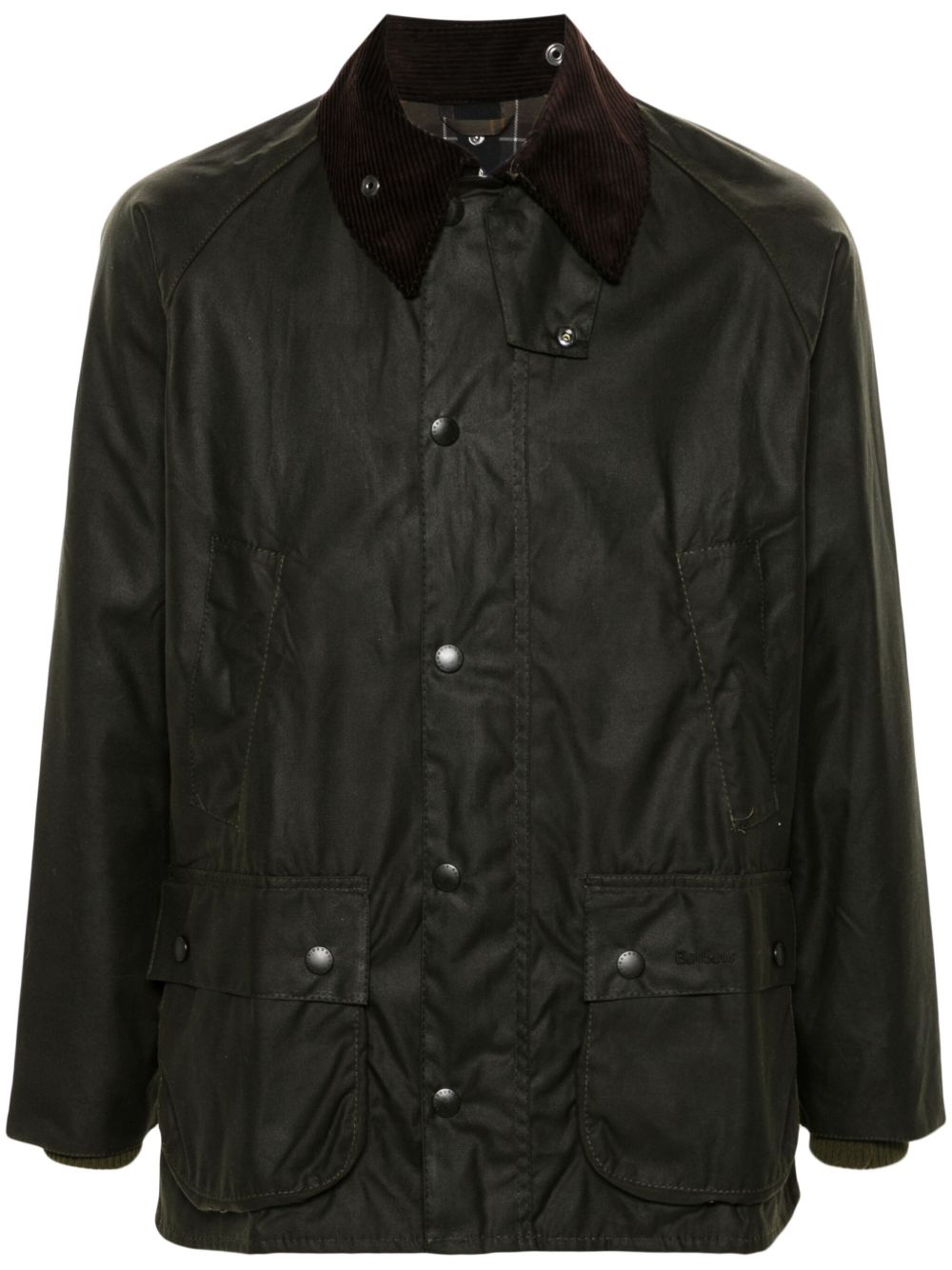 BARBOUR Giacca verde con tasche e colletto in velluto