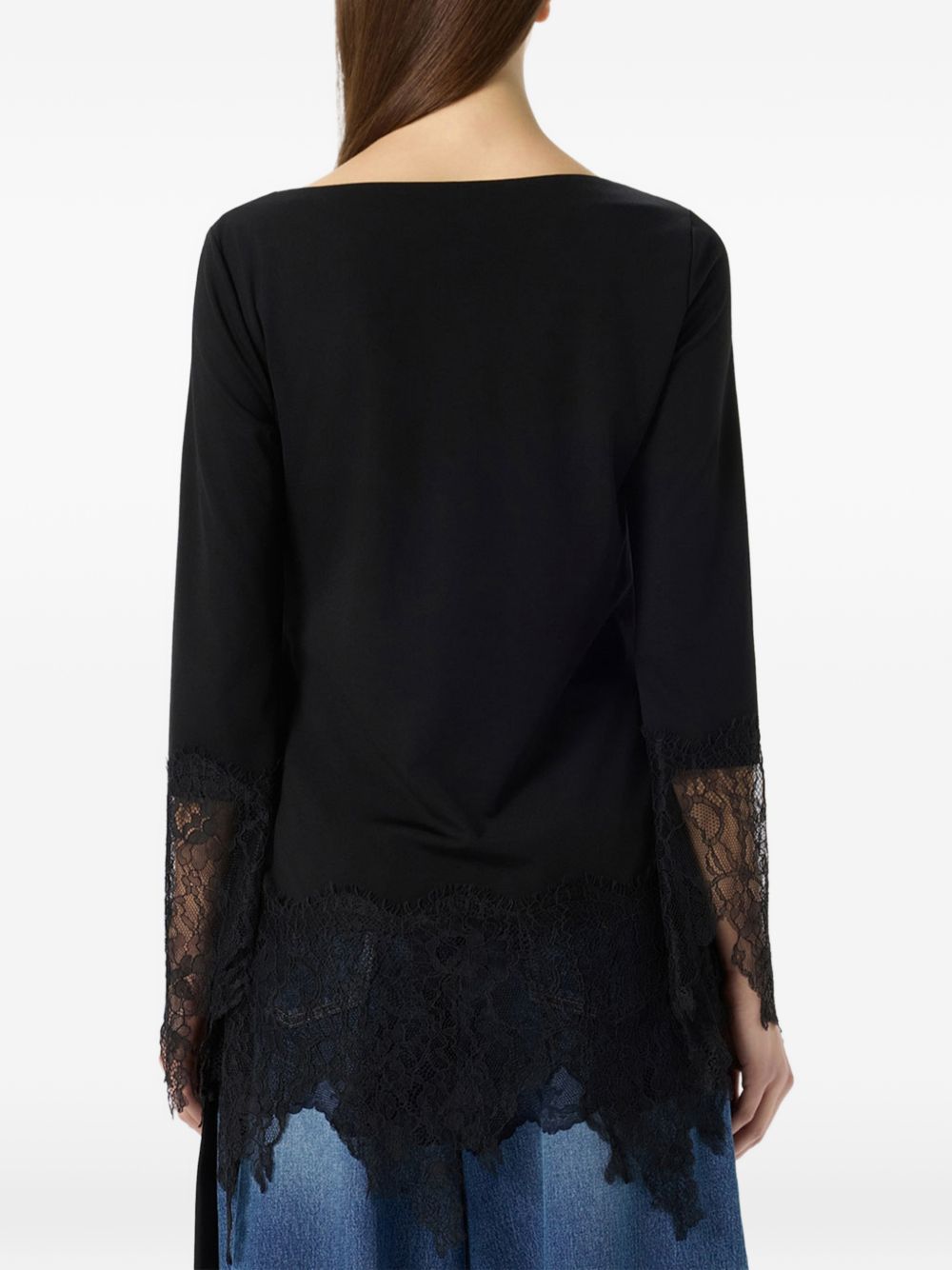 BLUMARINE Abito corto nero con pizzo