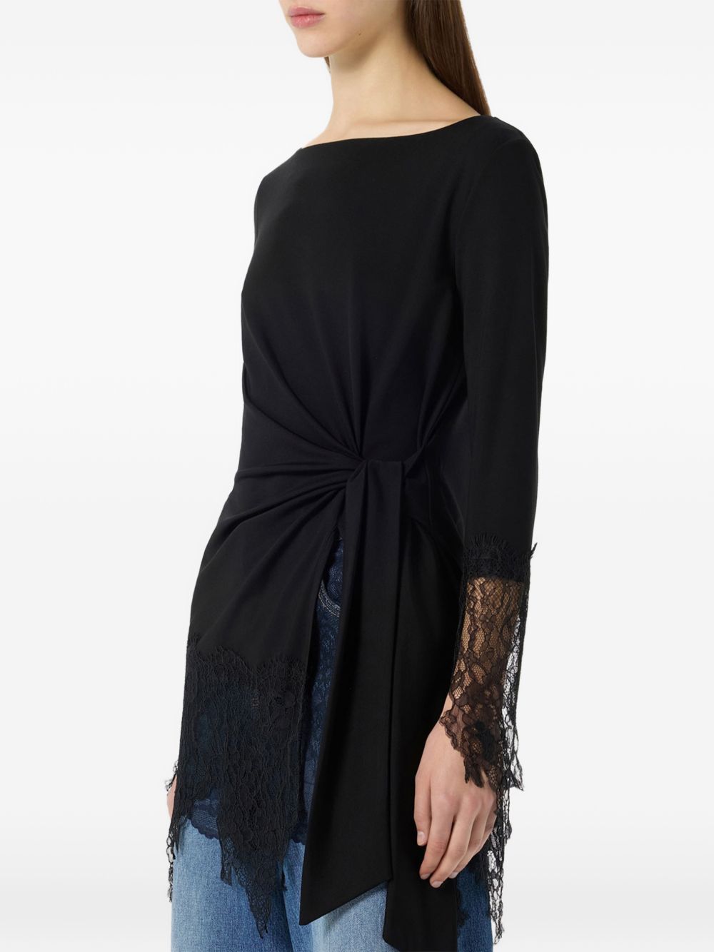 BLUMARINE Abito corto nero con pizzo