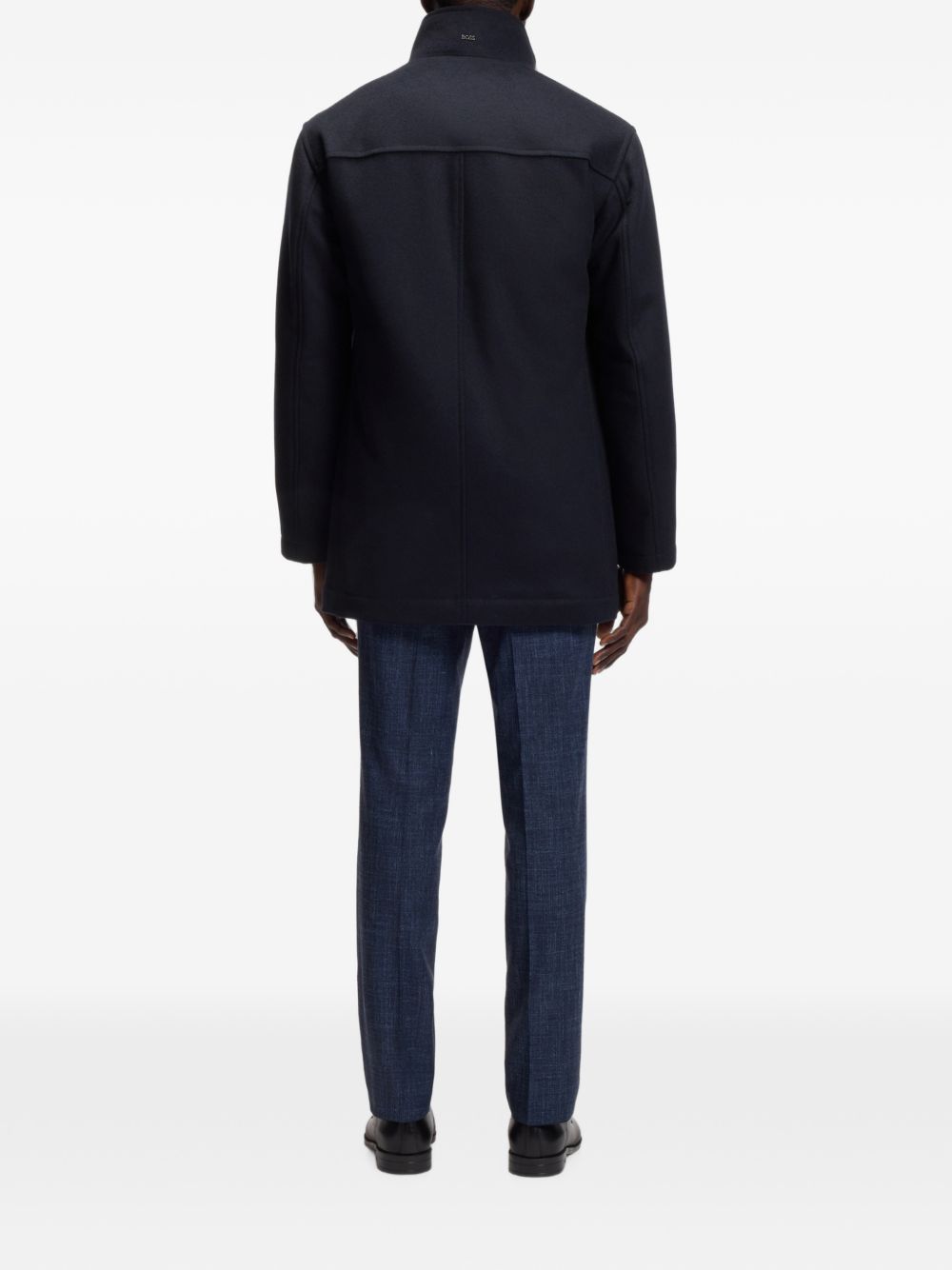 BOSS Cappotto formale blu navy in lana e cashmere