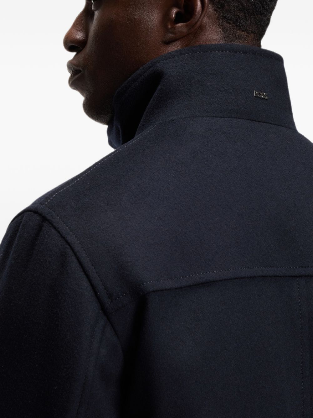 BOSS Cappotto formale blu navy in lana e cashmere