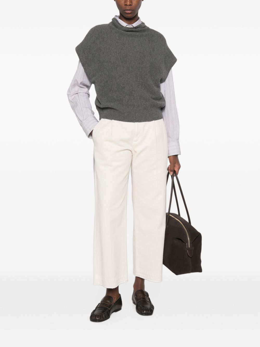 BRUNELLO CUCINELLI Pantalone in denim con tasche bianco