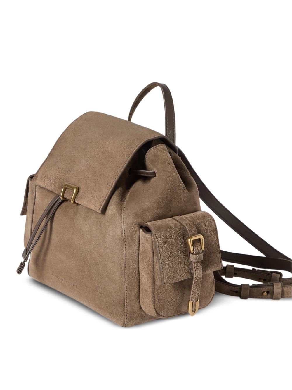 BRUNELLO CUCINELLI Zainetto multitasche in suede beige scuro