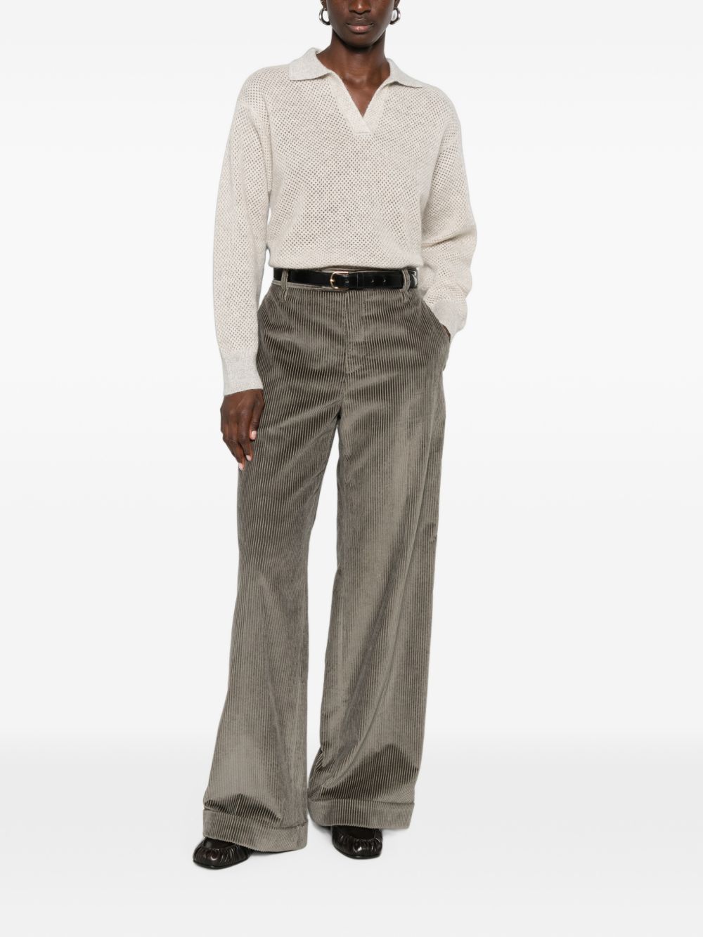 BRUNELLO CUCINELLI Maglia in lana cashmere con strass beige chiaro