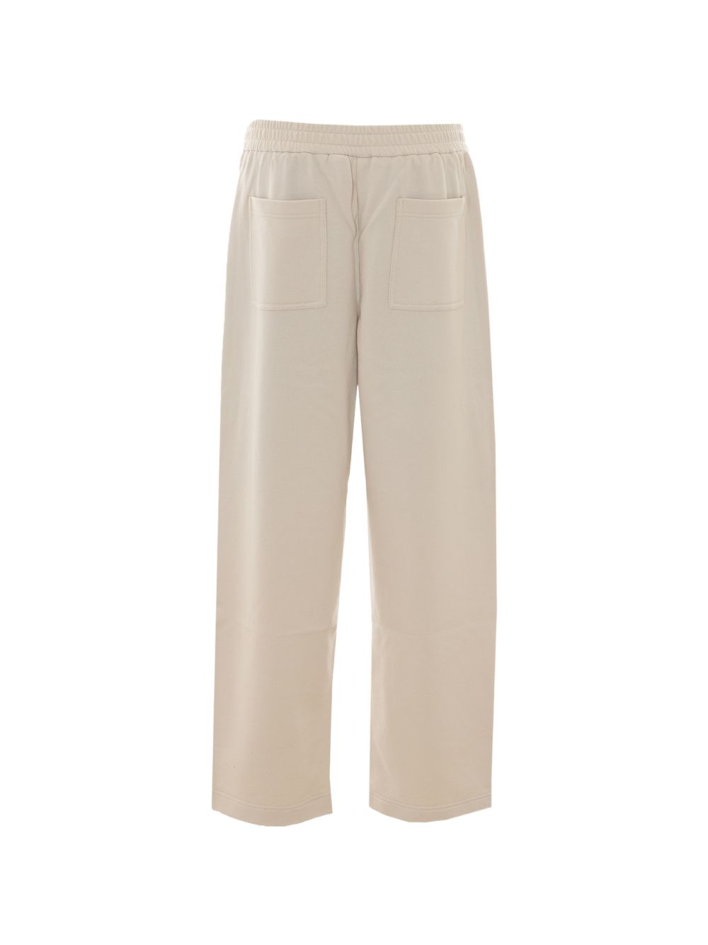 BRUNELLO CUCINELLI Pantaloni comfy in cotone beige chiaro con elastico in vita
