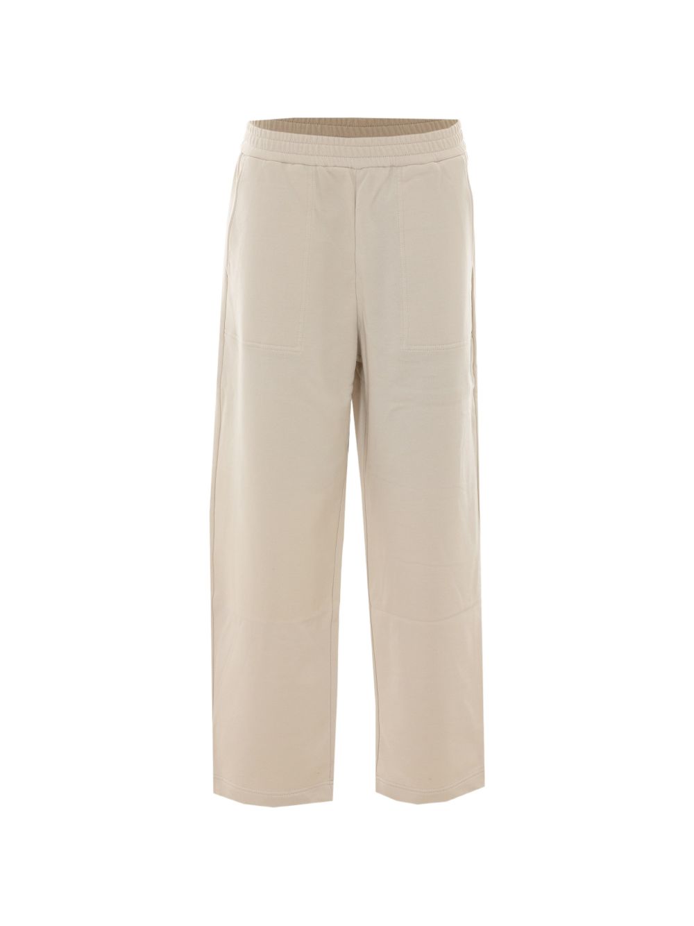 BRUNELLO CUCINELLI Pantaloni comfy in cotone beige chiaro con elastico in vita