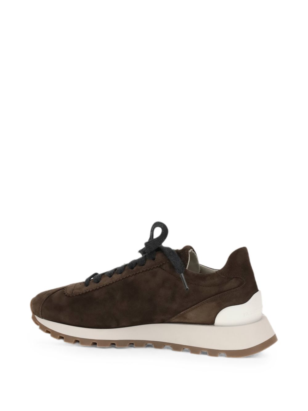 BRUNELLO CUCINELLI Sneakers in pelle marrone scuro con suola grip