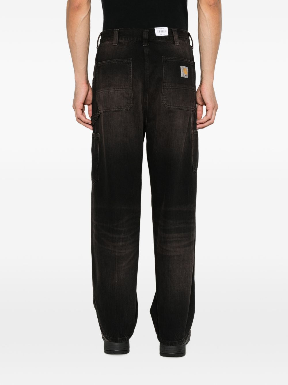 CARHARTT WIP Pantaloni Uomo Single Knee in Denim Nero Used Wash