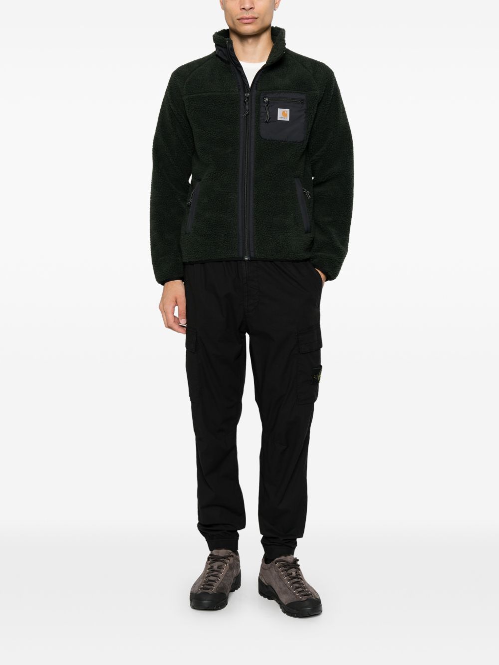 CARHARTT WIP Giacca in fur nero a collo alto con tasche e zip