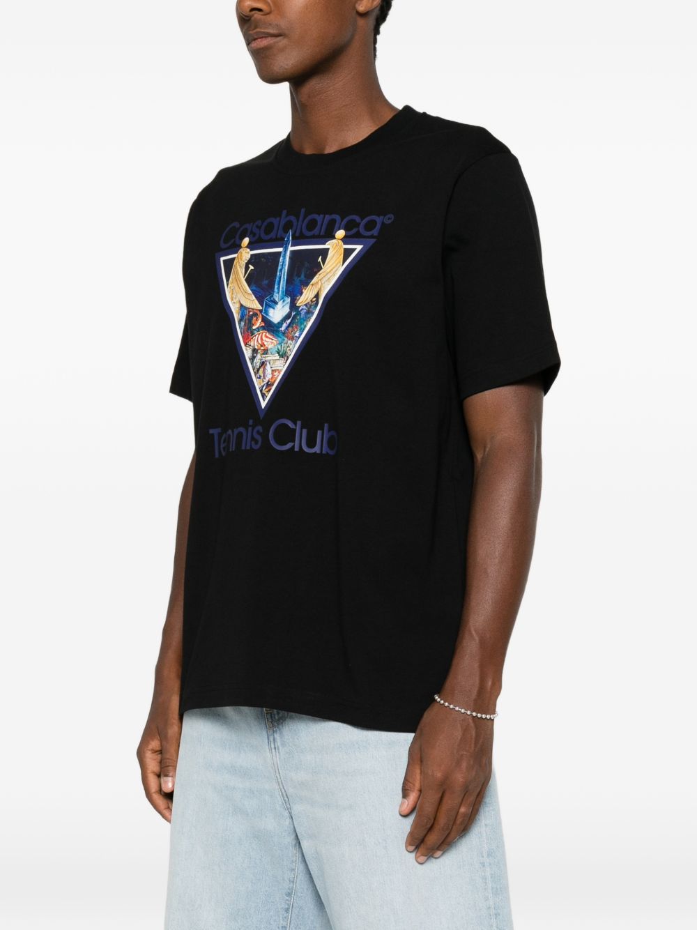 CASABLANCA T-shirt nera a maniche corte con stampa grafica