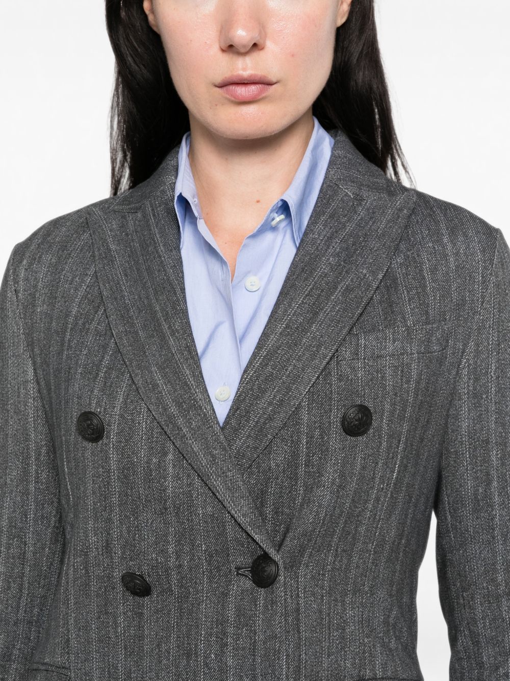 CIRCOLO 1901 Blazer doppiopetto gessato con tasche grigio