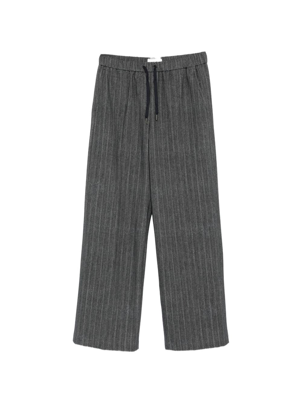 CIRCOLO 1901 Pantaloni gessati grigi in cotone con coulisse in vita