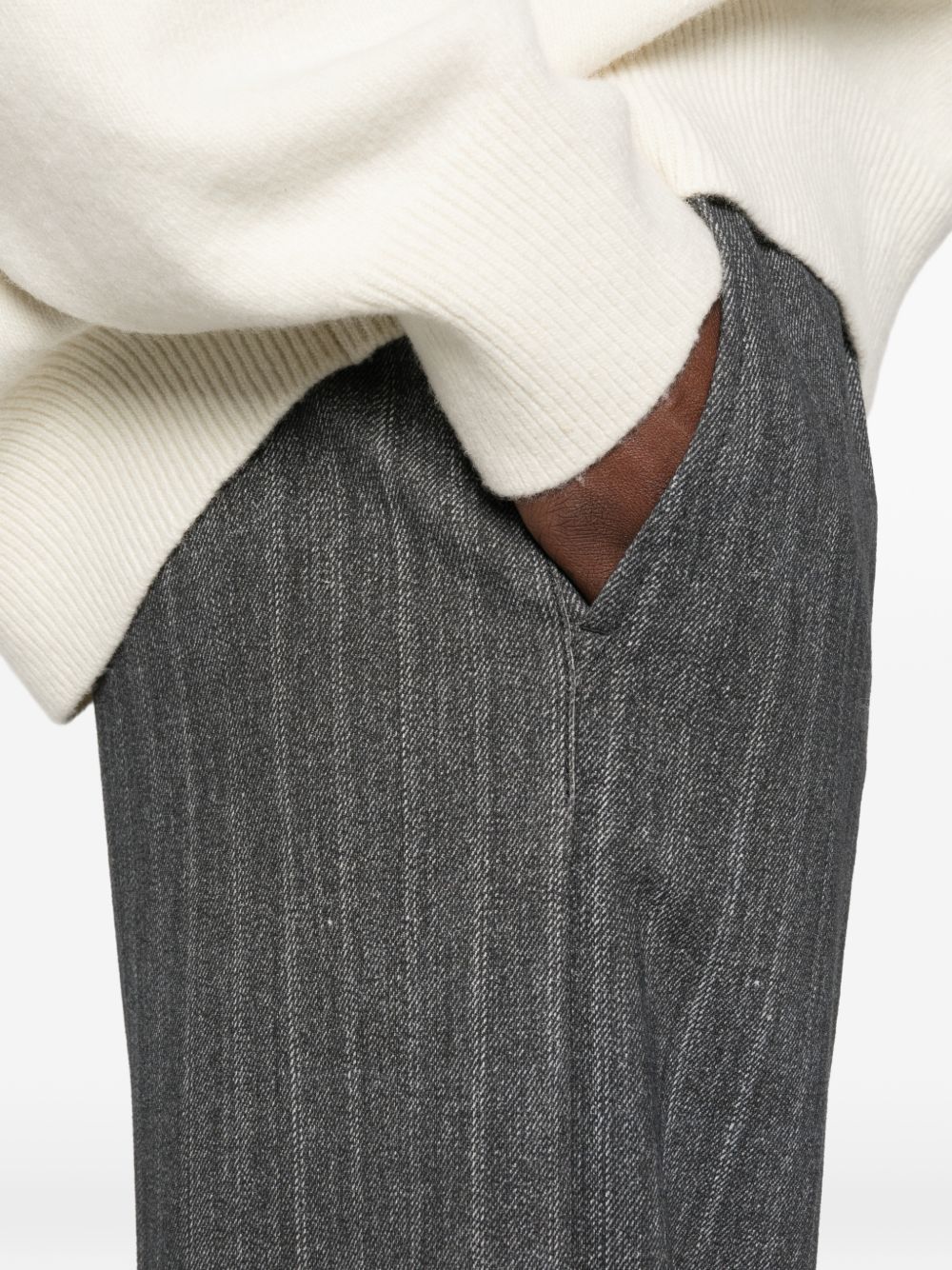 CIRCOLO 1901 Pantaloni gessati grigi in cotone con coulisse in vita