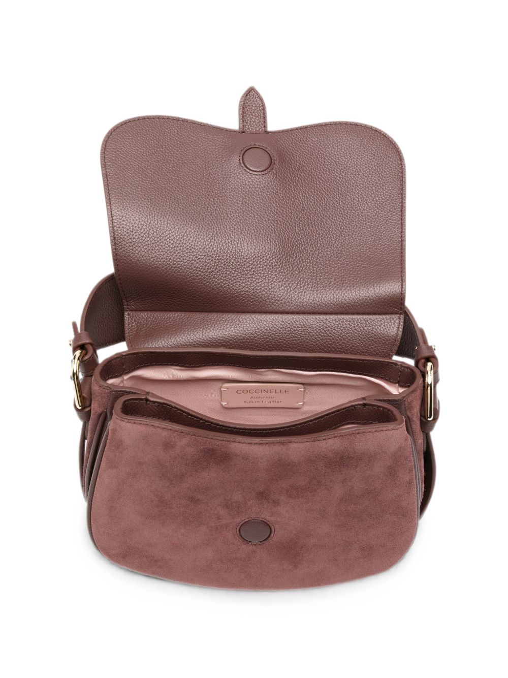 COCCINELLE Borsa a tracolla crossbody in pelle suede marrone