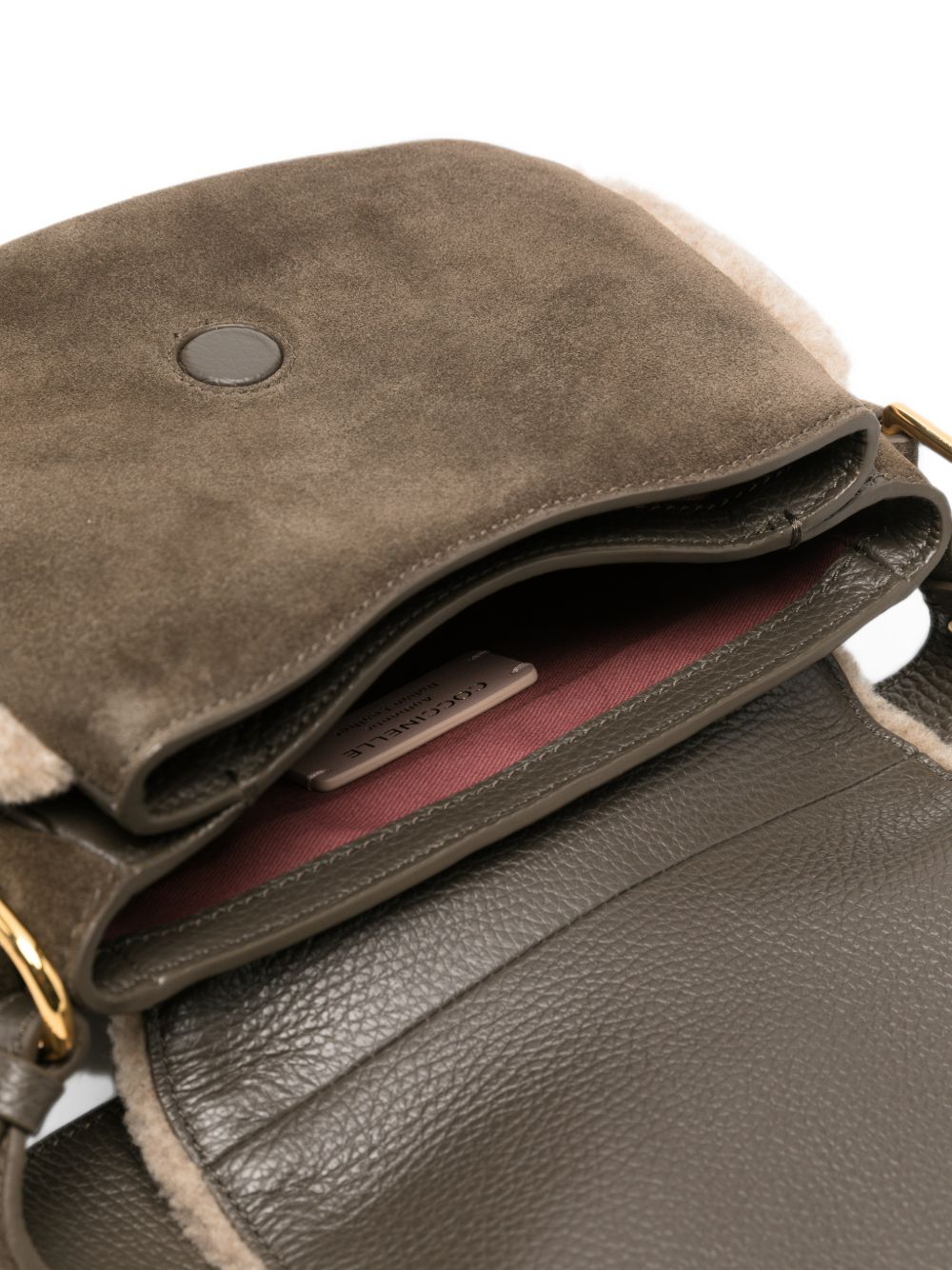 COCCINELLE Borsa a mano tote in suede con rifiniture in fur