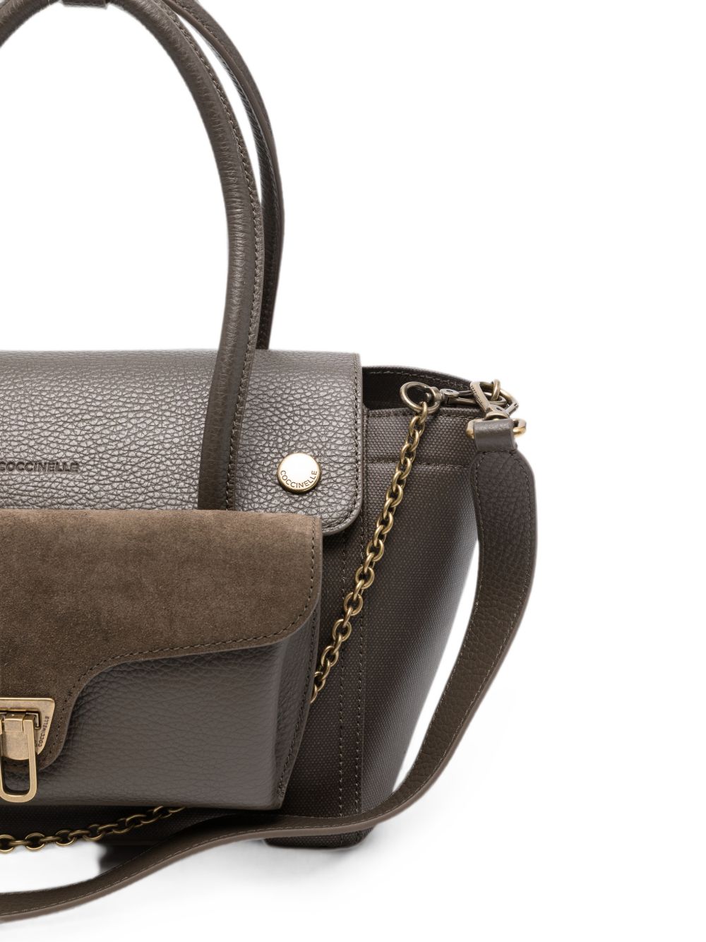 COCCINELLE Borsa marrone in pelle con dettagli in suede