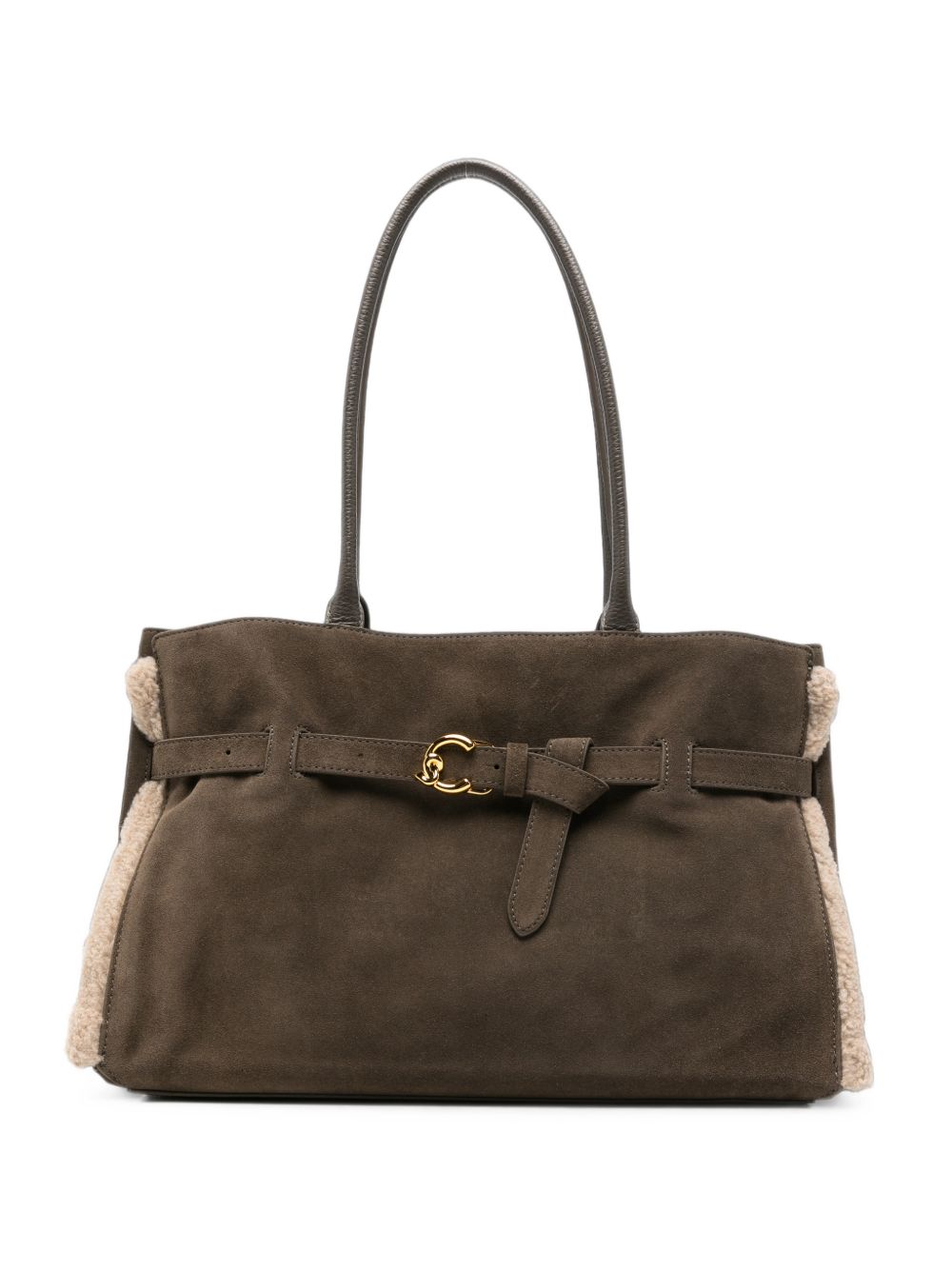 COCCINELLE Borsa a spalla in suede marrone