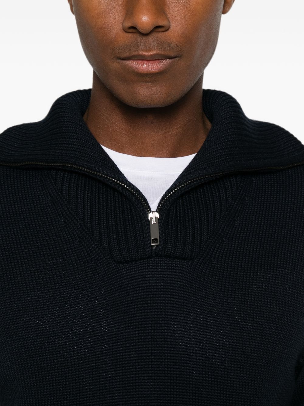 DANIELE FIESOLI Maglia nera a collo alto con zip in misto lana