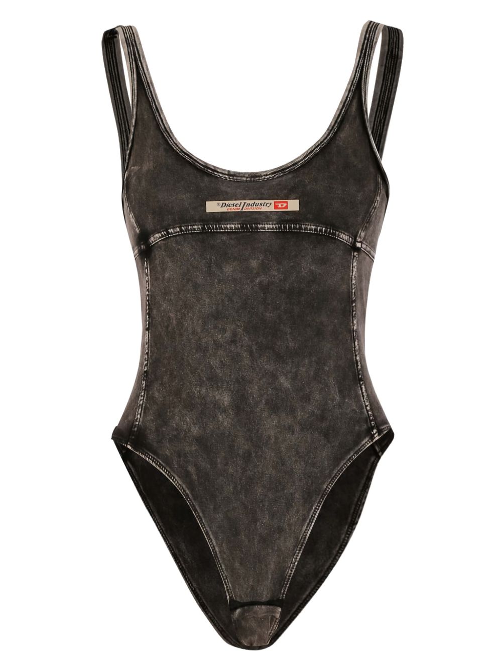 DIESEL Body nero slavato in cotone elasticizzato