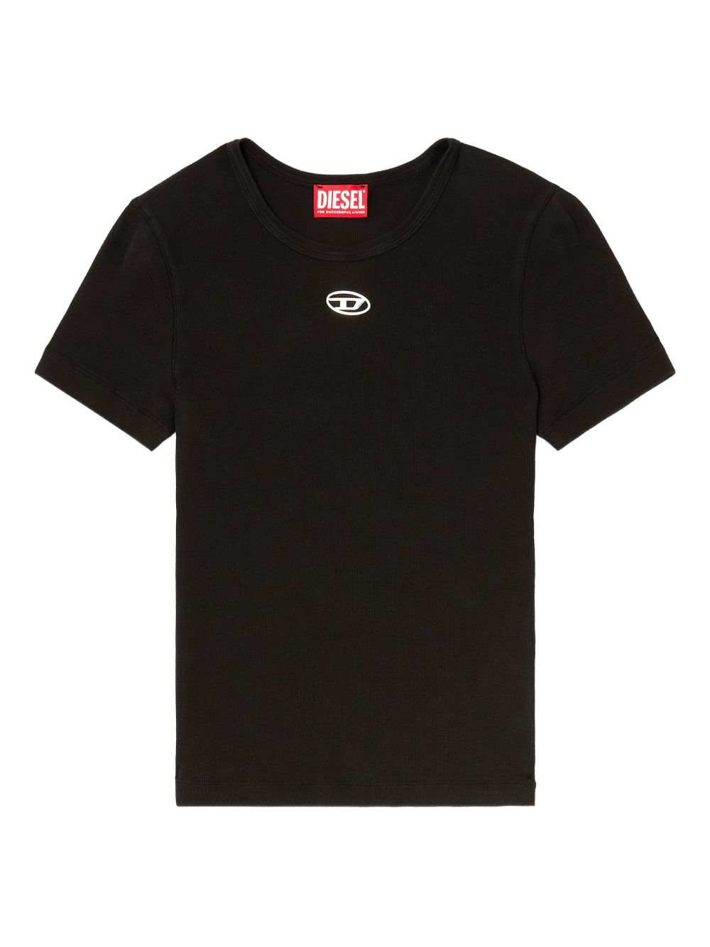 DIESEL T-shirt nera a maniche corte con logo sul petto