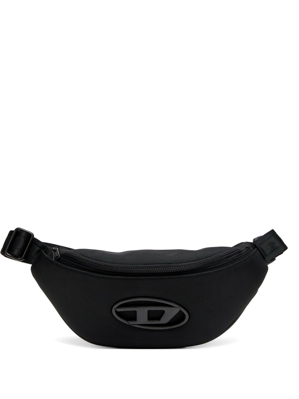 DIESEL Marsupio nero con placca logo satinata