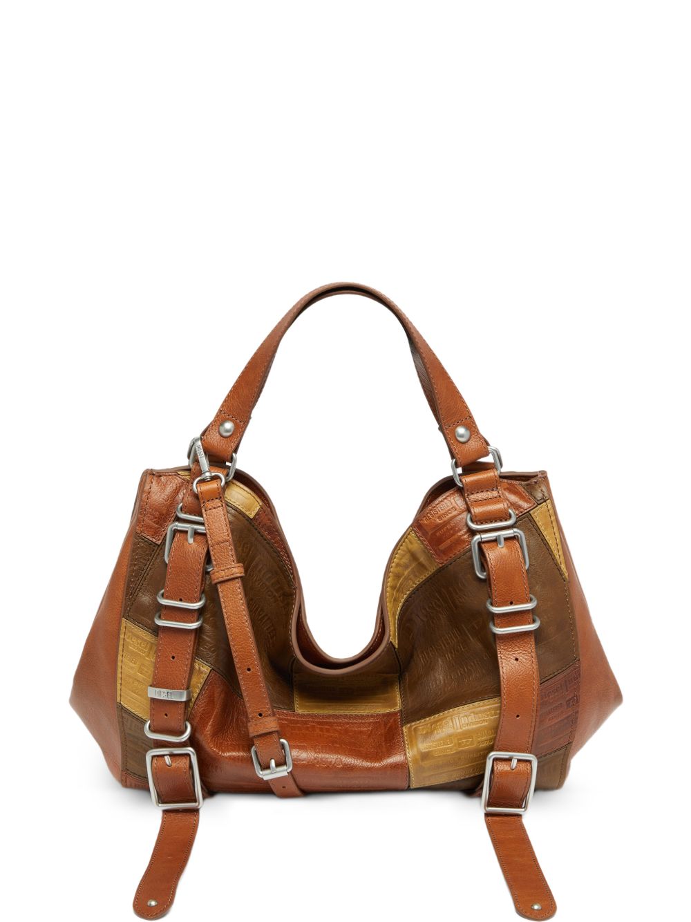 DIESEL Borsa marrone in simil-pelle dal design a pieghe