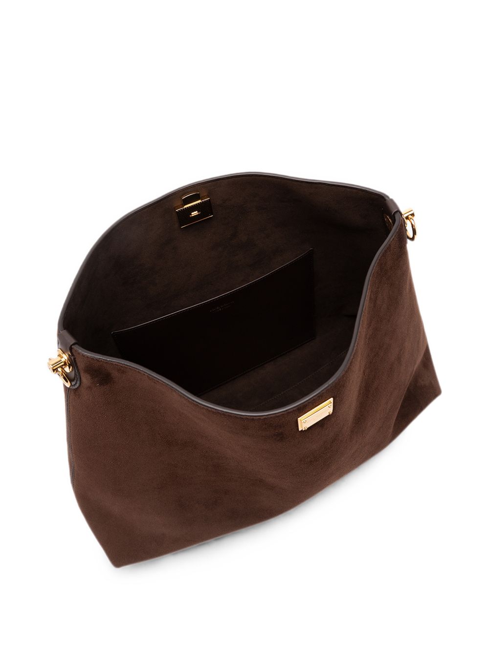 DOLCE e GABBANA Borsa Vittoria a spalla in pelle scamosciata marrone