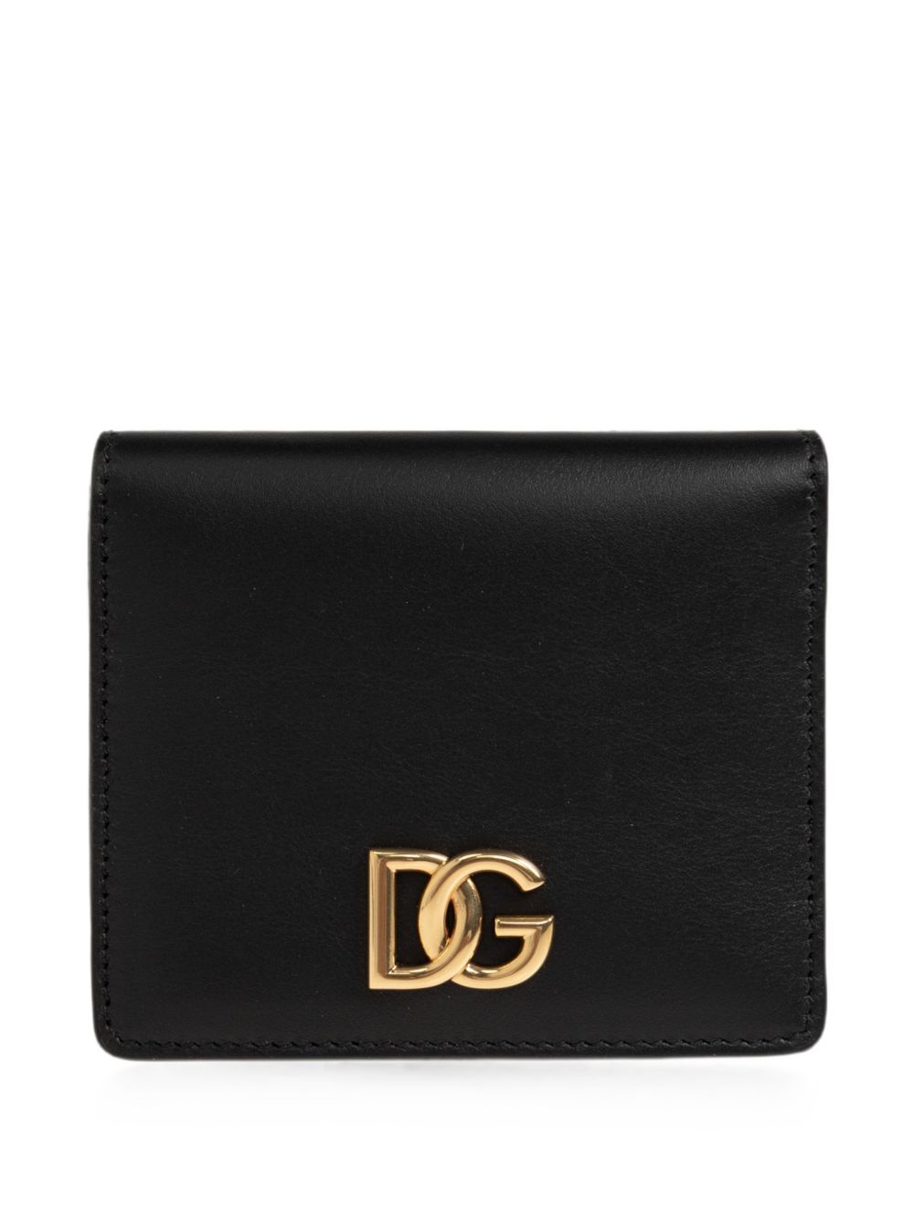 DOLCE e GABBANA Portafoglio nero in pelle con logo dorato