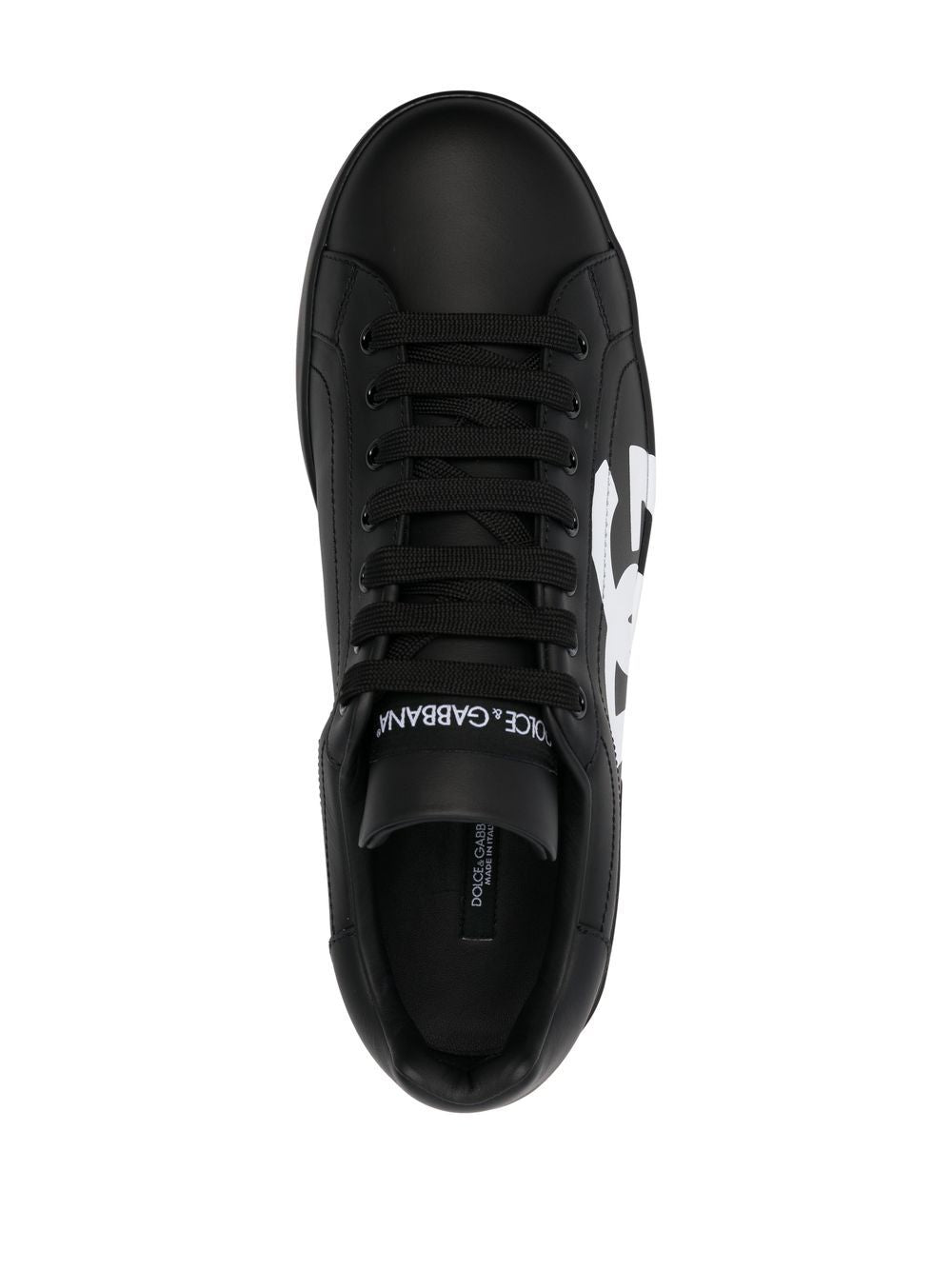 DOLCE e GABBANA Sneakers Portofino in pelle nera con logo