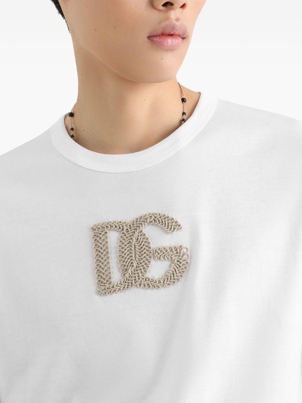 DOLCE e GABBANA T-shirt con logo dorato bianca